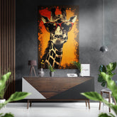 Happy Giraffe Brushed Aluminum Dibond Wall Art.